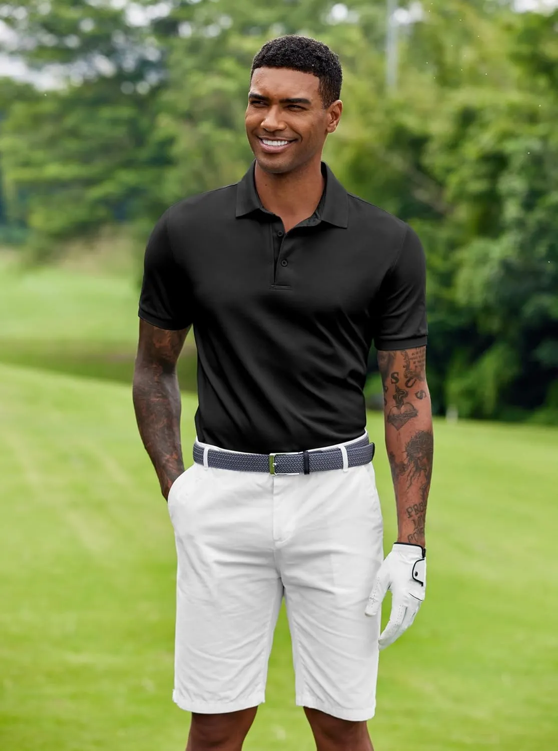COOFANDY Mens Polo Shirt Short Sleeve Moisture Wicking Quick-Dry Golf Polo Athletic Tennis Collared T-Shirts