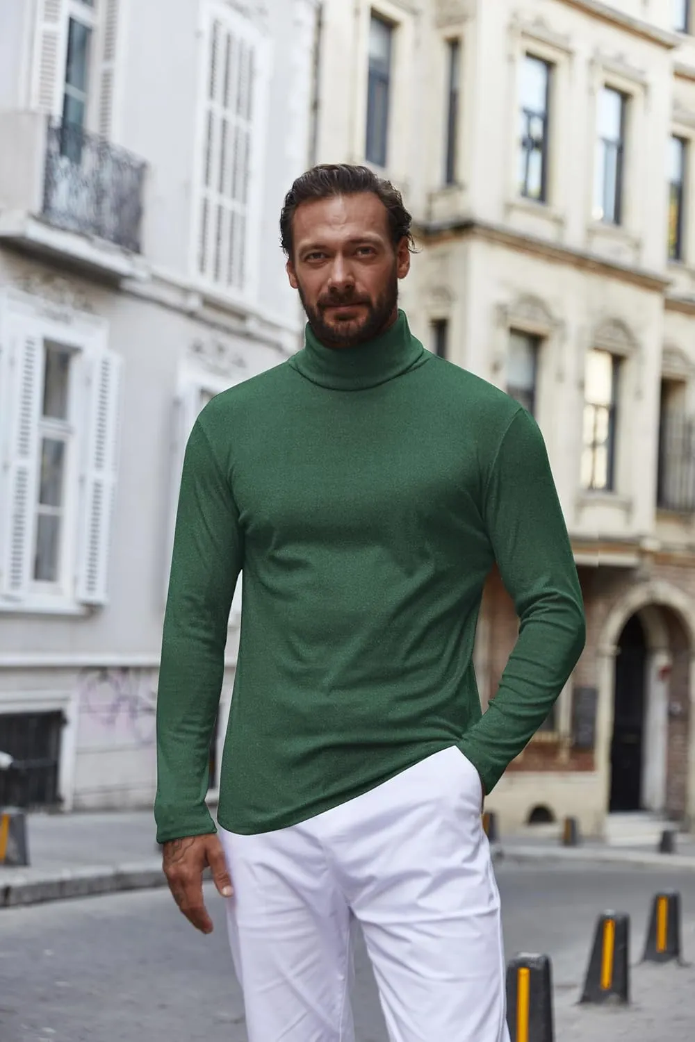 COOFANDY Men's Turtle Neck Shirts High Neck Mock Neck T Shirts Long Sleeve Slim Fit Sweater Casual Thermal Pullover