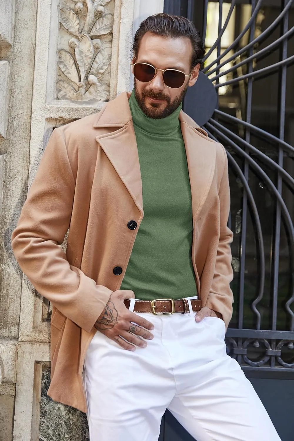 COOFANDY Men's Turtle Neck Shirts High Neck Mock Neck T Shirts Long Sleeve Slim Fit Sweater Casual Thermal Pullover