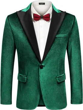 COOFANDY Mens Wedding Tuxedo Jacket Slim Fit Velvet Blazer One Button Suit Jacket for Prom Dinner Party