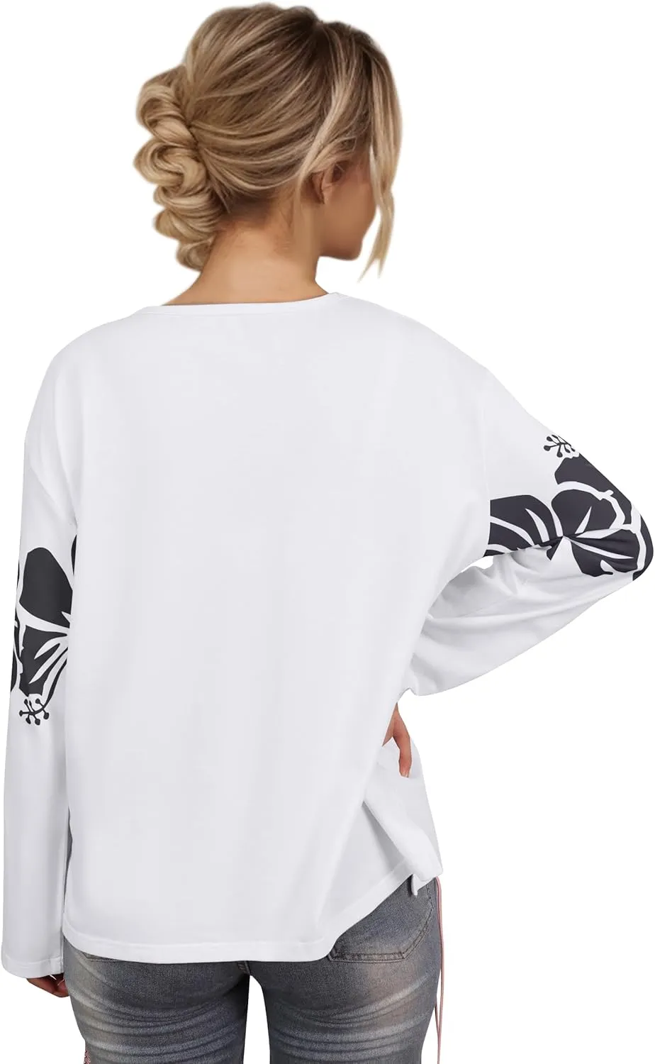 Cotton Oversized Hibiscus Tee Shirt for Women Floral Graphic Hawaiian T Shirts Casual Summer Vacation Loose Tops