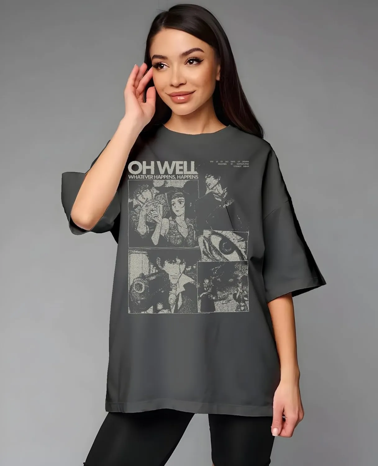 Cowboy Anime Bebop Graphic Tee, Unisex Vintage Y2K Oversized Graphic T-Shirt, Streetwear Grunge Style, Retro Aesthetic Design