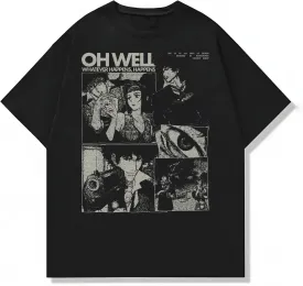 Cowboy Anime Bebop Graphic Tee, Unisex Vintage Y2K Oversized Graphic T-Shirt, Streetwear Grunge Style, Retro Aesthetic Design