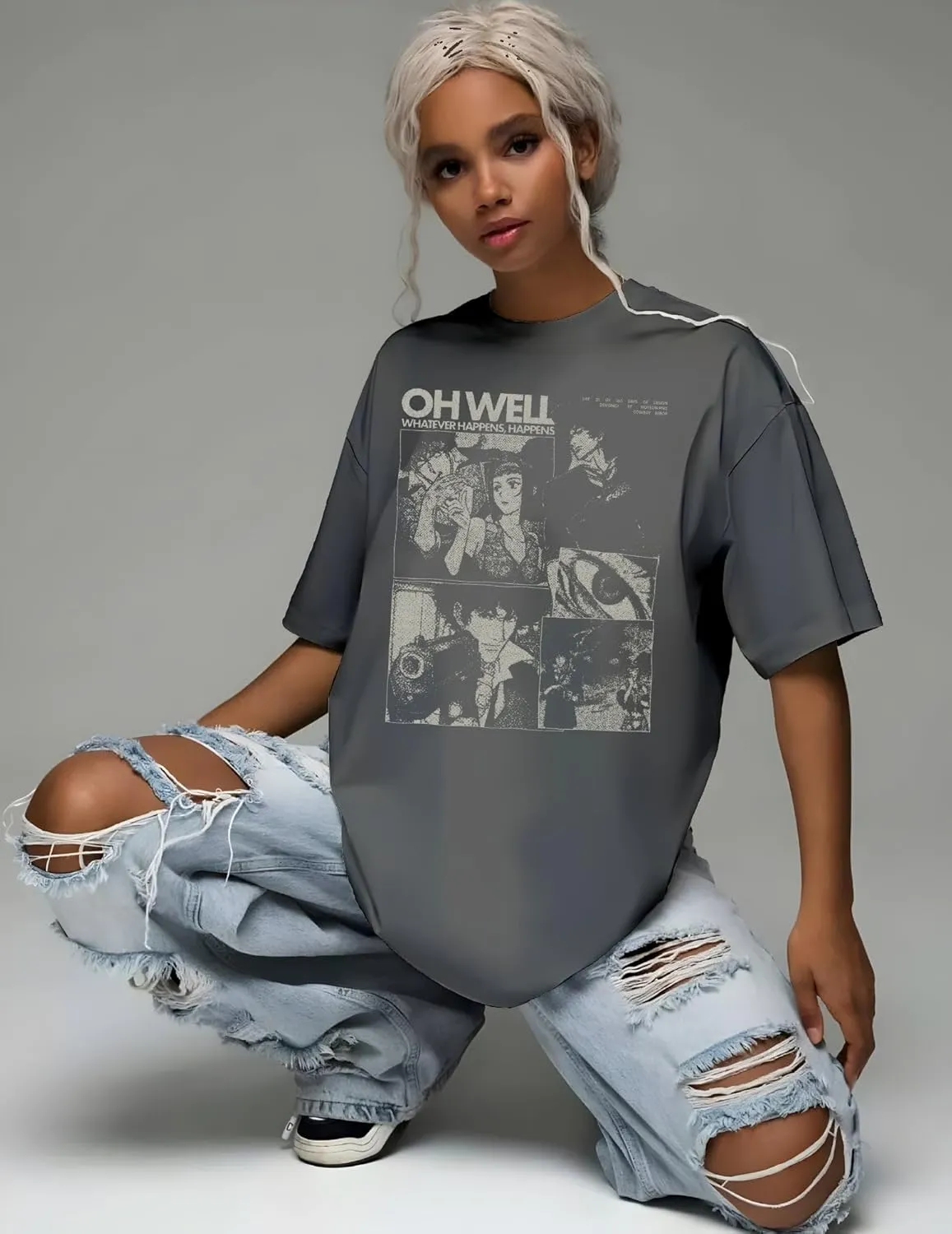 Cowboy Anime Bebop Graphic Tee, Unisex Vintage Y2K Oversized Graphic T-Shirt, Streetwear Grunge Style, Retro Aesthetic Design