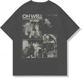 Cowboy Anime Bebop Graphic Tee, Unisex Vintage Y2K Oversized Graphic T-Shirt, Streetwear Grunge Style, Retro Aesthetic Design