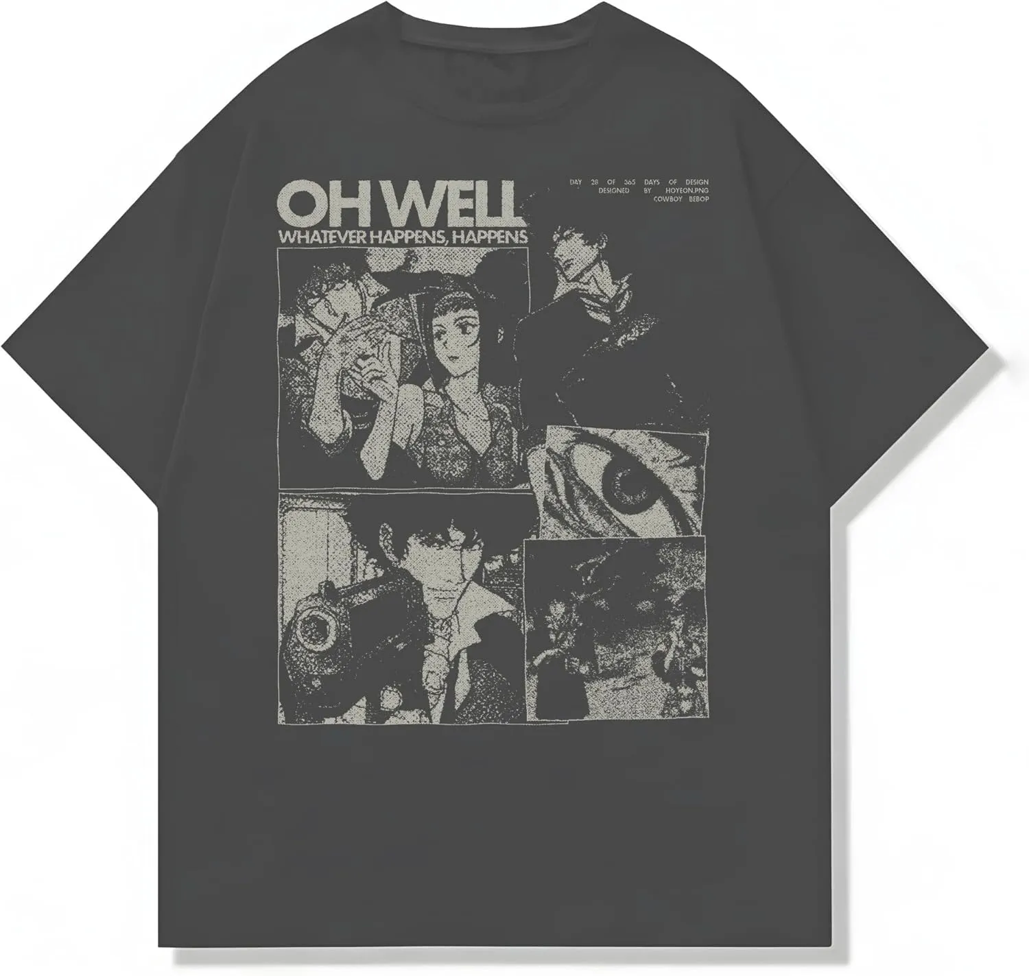 Cowboy Anime Bebop Graphic Tee, Unisex Vintage Y2K Oversized Graphic T-Shirt, Streetwear Grunge Style, Retro Aesthetic Design
