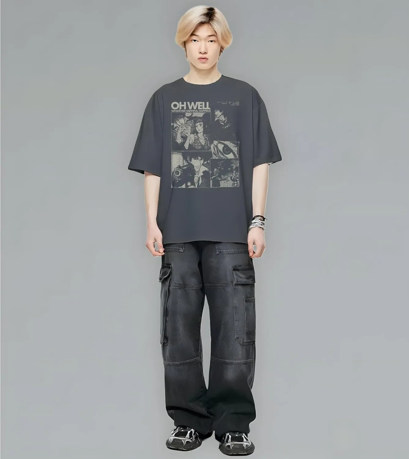Cowboy Anime Bebop Graphic Tee, Unisex Vintage Y2K Oversized Graphic T-Shirt, Streetwear Grunge Style, Retro Aesthetic Design