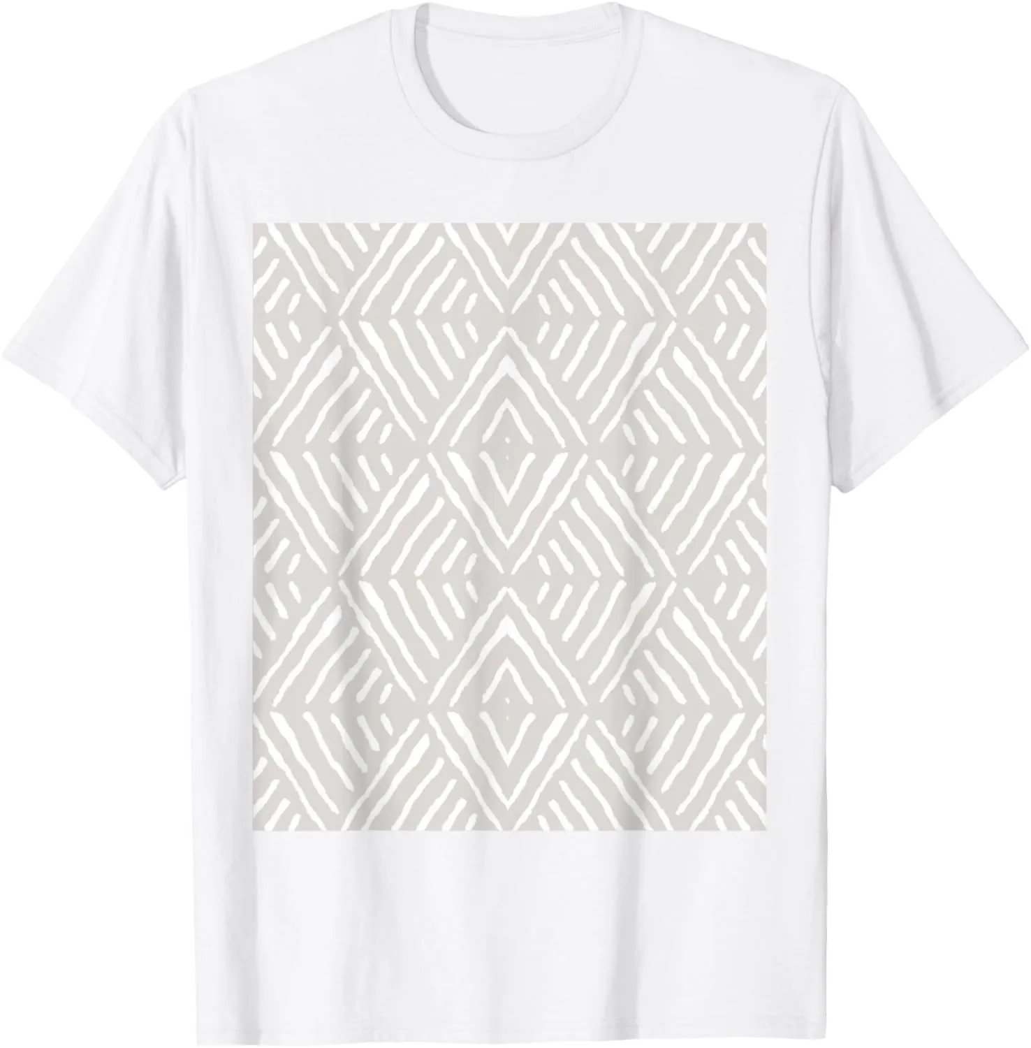 Cute Boho Aesthetic Gray and White Geometric Pattern T-Shirt