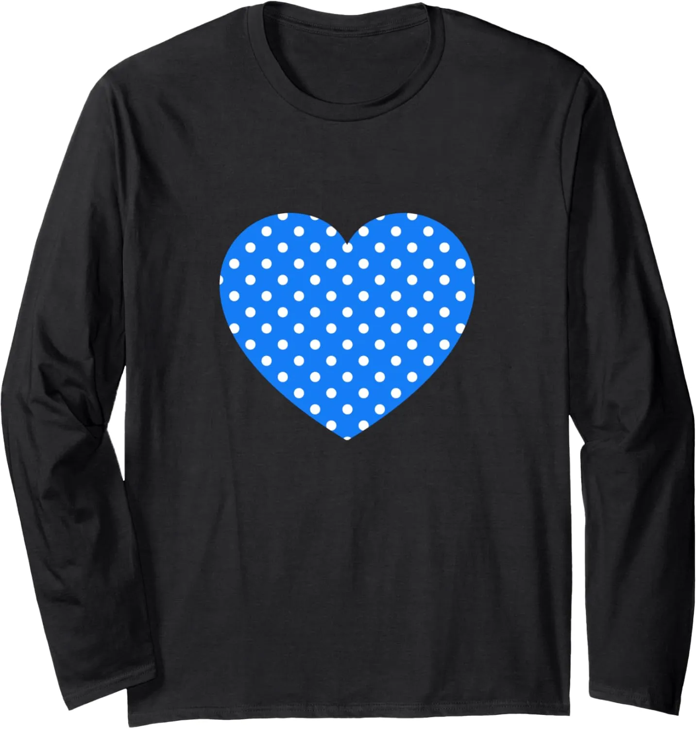 Cute White Blue Polka Dot Pattern Minimalist Graphic Long Sleeve T-Shirt
