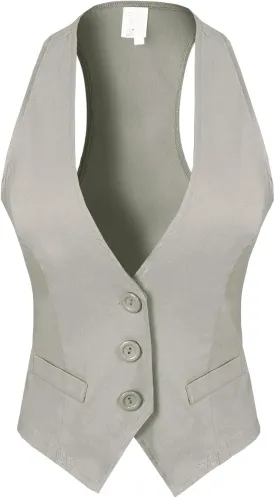Design by Olivia Women's Dressy Casual Versatile Racerback Vest Tuxedo Suit Waistcoat