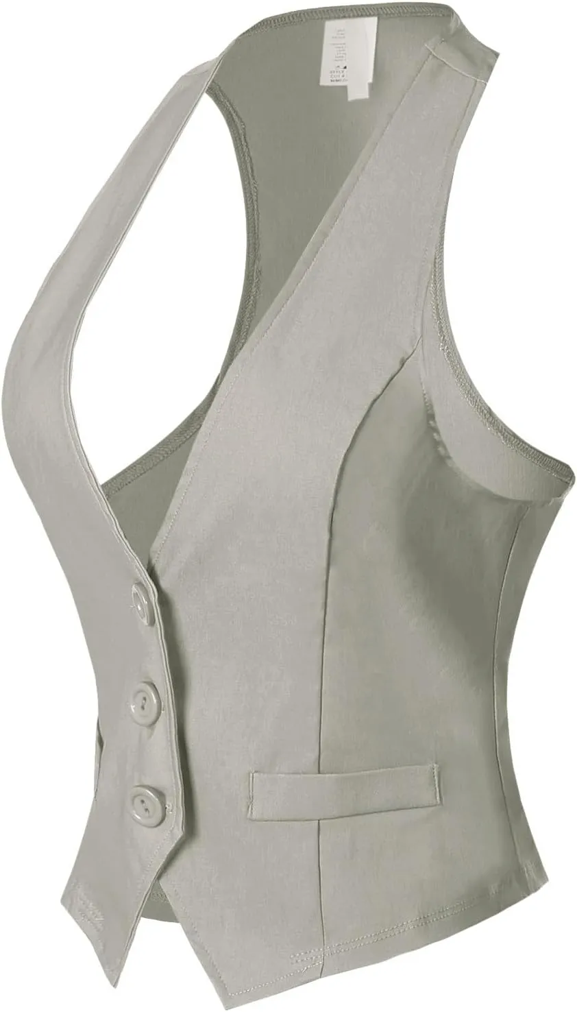 Design by Olivia Women's Dressy Casual Versatile Racerback Vest Tuxedo Suit Waistcoat