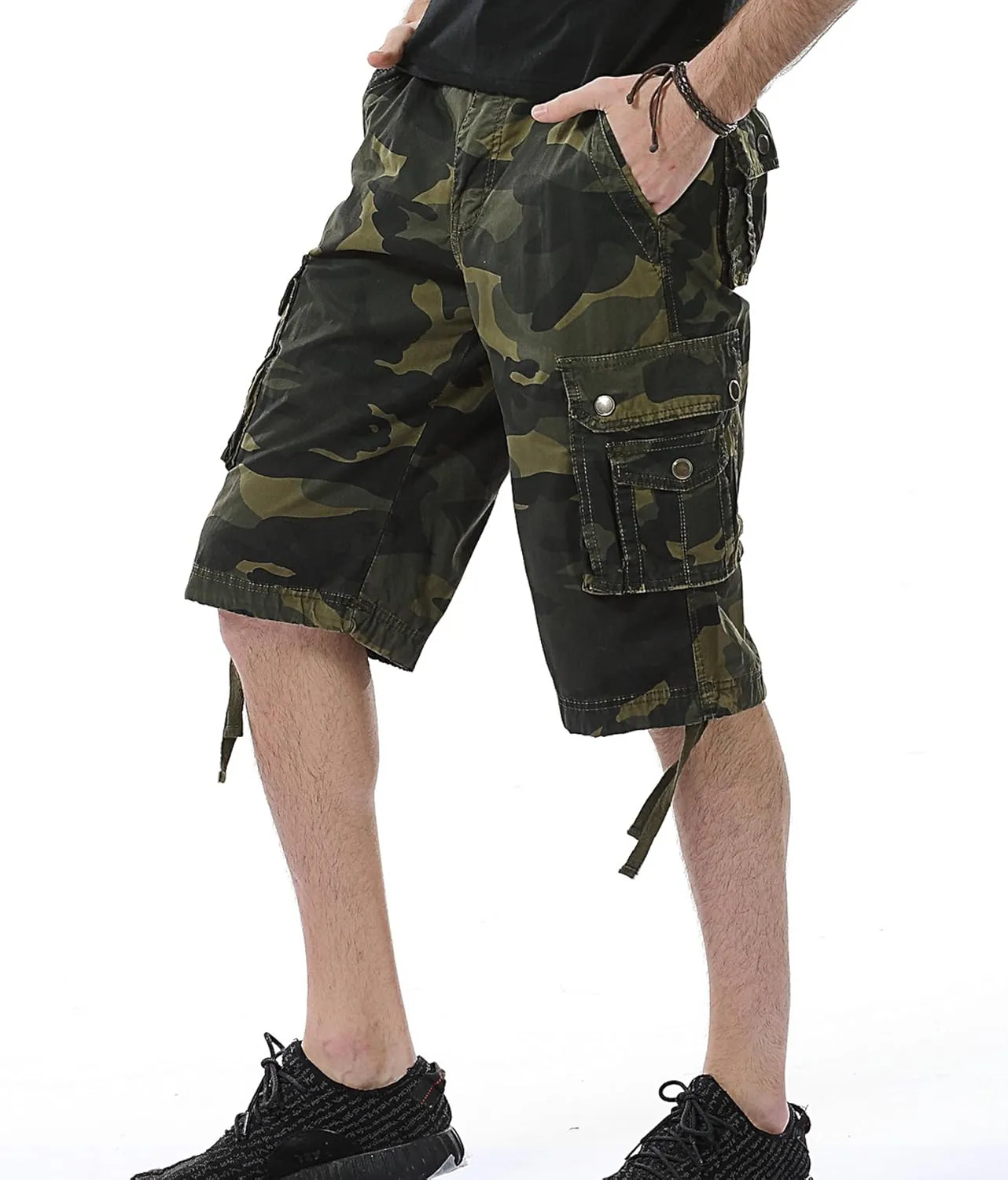 DONGD Mens Cargo Shorts Cotton Relaxed Fit Camouflage Camo Cargo Short