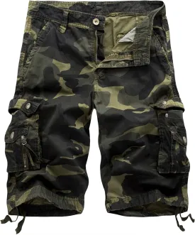 DONGD Mens Cargo Shorts Cotton Relaxed Fit Camouflage Camo Cargo Short