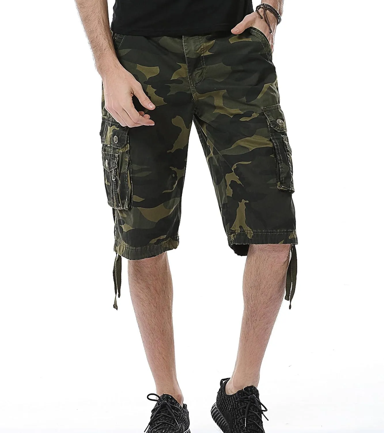 DONGD Mens Cargo Shorts Cotton Relaxed Fit Camouflage Camo Cargo Short