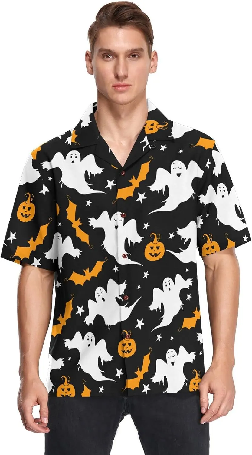 Fisyme Hawaiian Shirt for Men Loose-Fit Short Sleeve Button Down Beach Casual Shirts