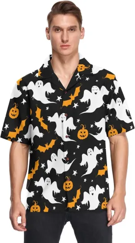 Fisyme Hawaiian Shirt for Men Loose-Fit Short Sleeve Button Down Beach Casual Shirts