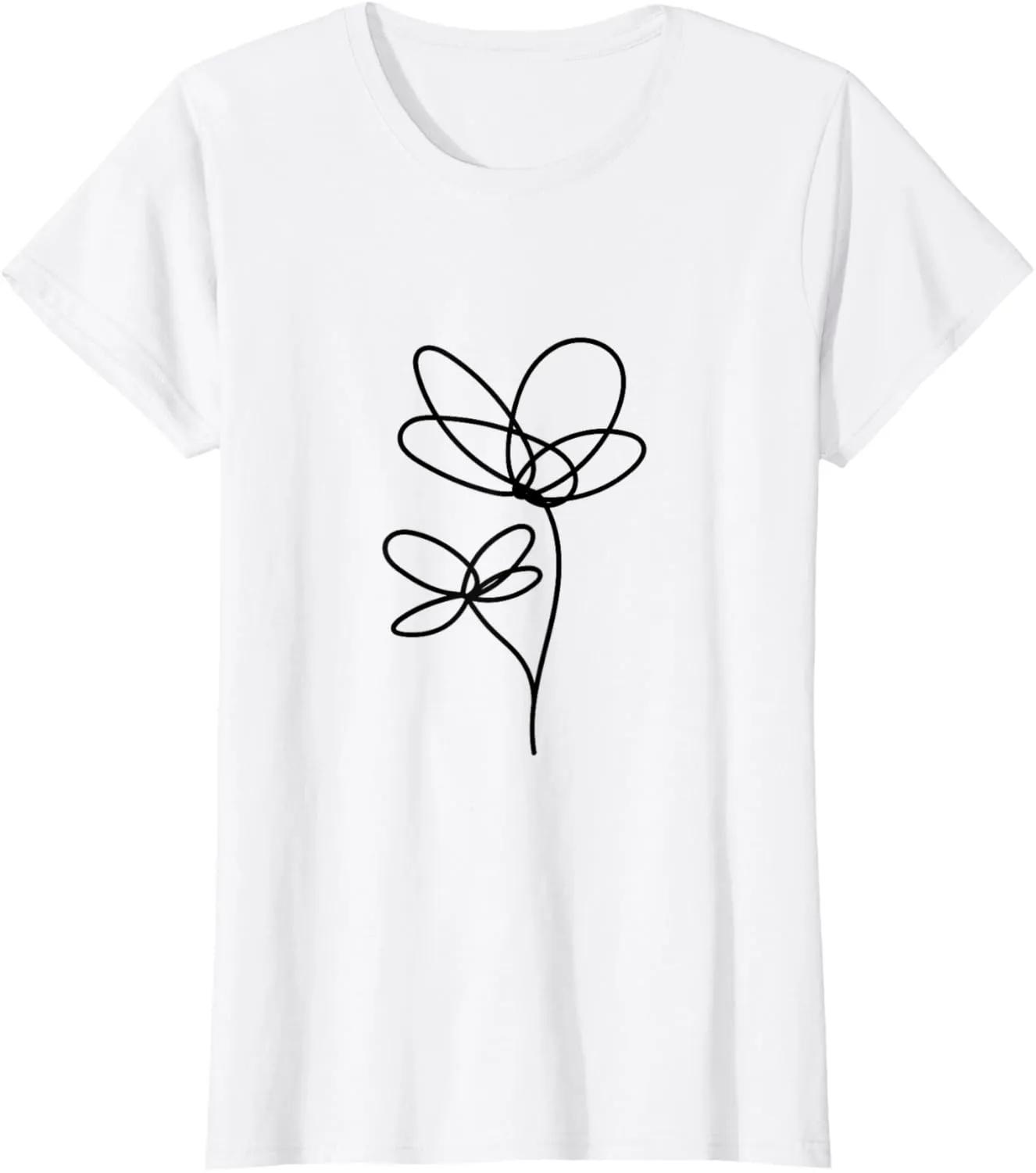 Flower White Tshirt Tee Shirts Womens Graphic Tee White T-Shirt