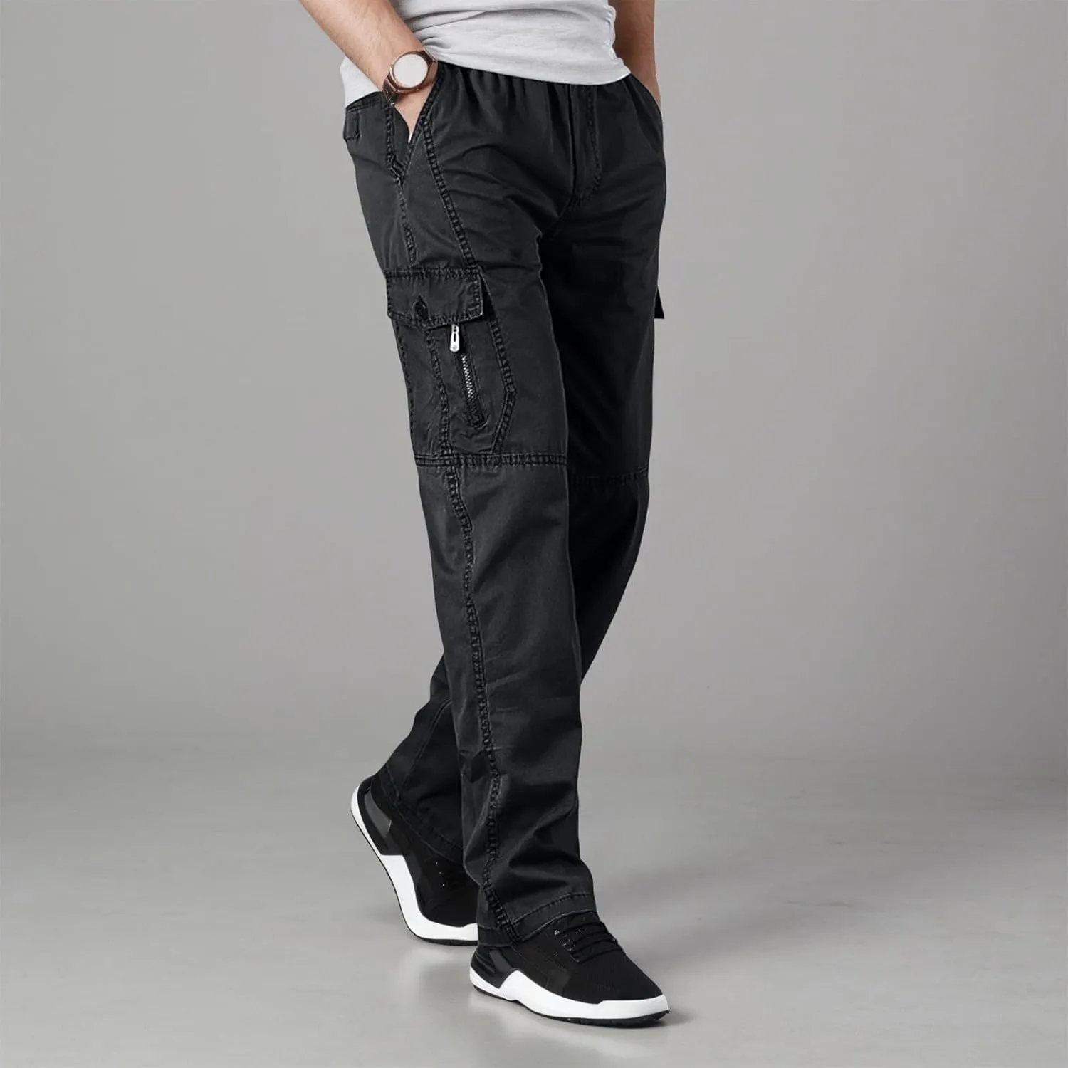 Fxbar Men's Cargo Pants Loose Fit Straight Leg Work Pants with Multi-Pockets for Daily Wear Casual Outdoor