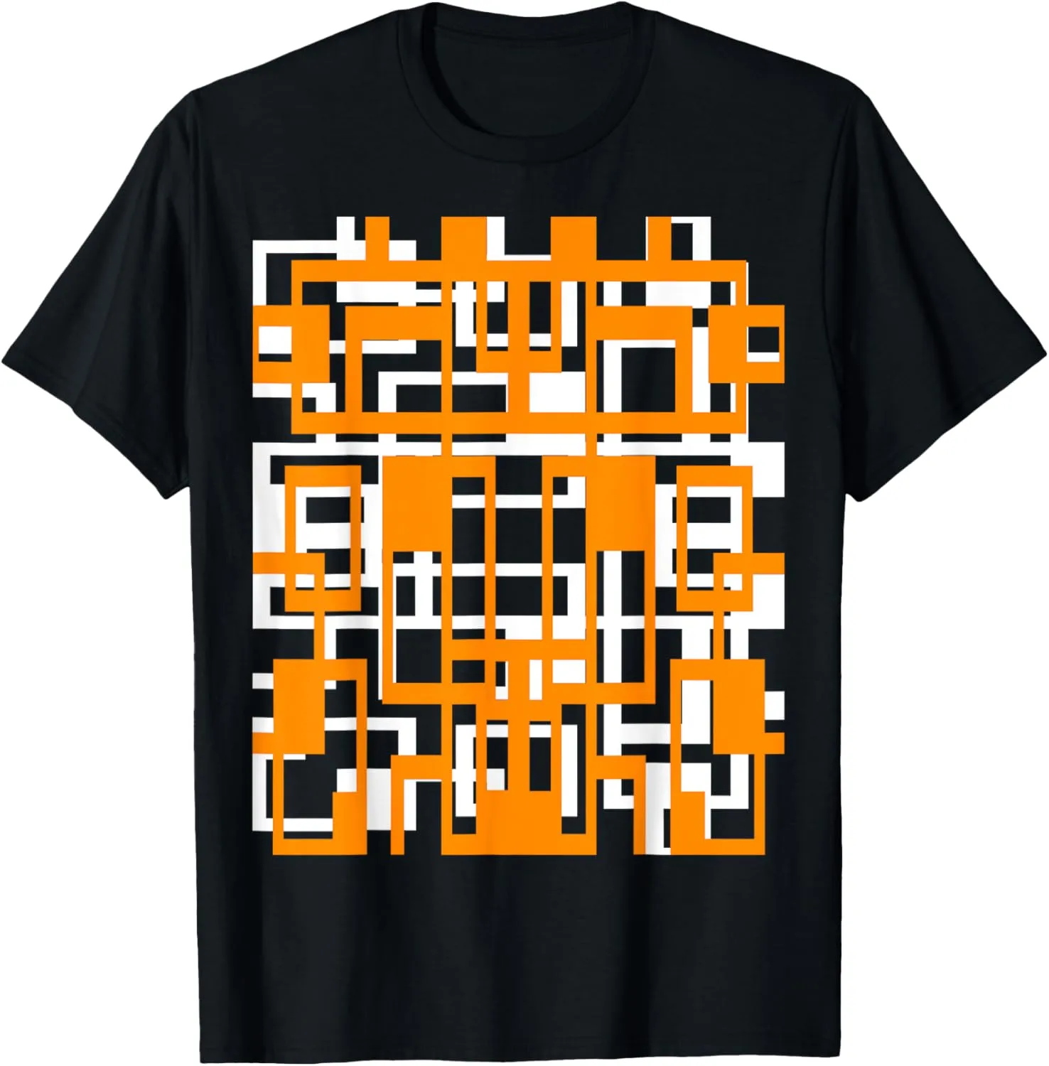 Geometric Shapes Pattern Orange White Cut Out T-Shirt