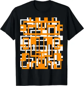Geometric Shapes Pattern Orange White Cut Out T-Shirt