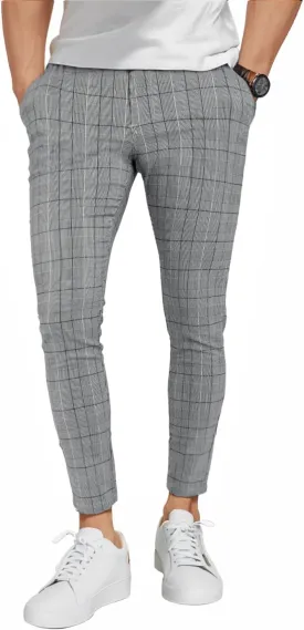 GINGTTO Mens Plaid Dress Pants Stretch Chino Pants Men Slim Fit