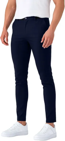 Golf Joggers Pants Men Petite Stretchy Slim Fit Dress Pants Quick Dry Elastic Waist Pull On Work Pants with Pockets
