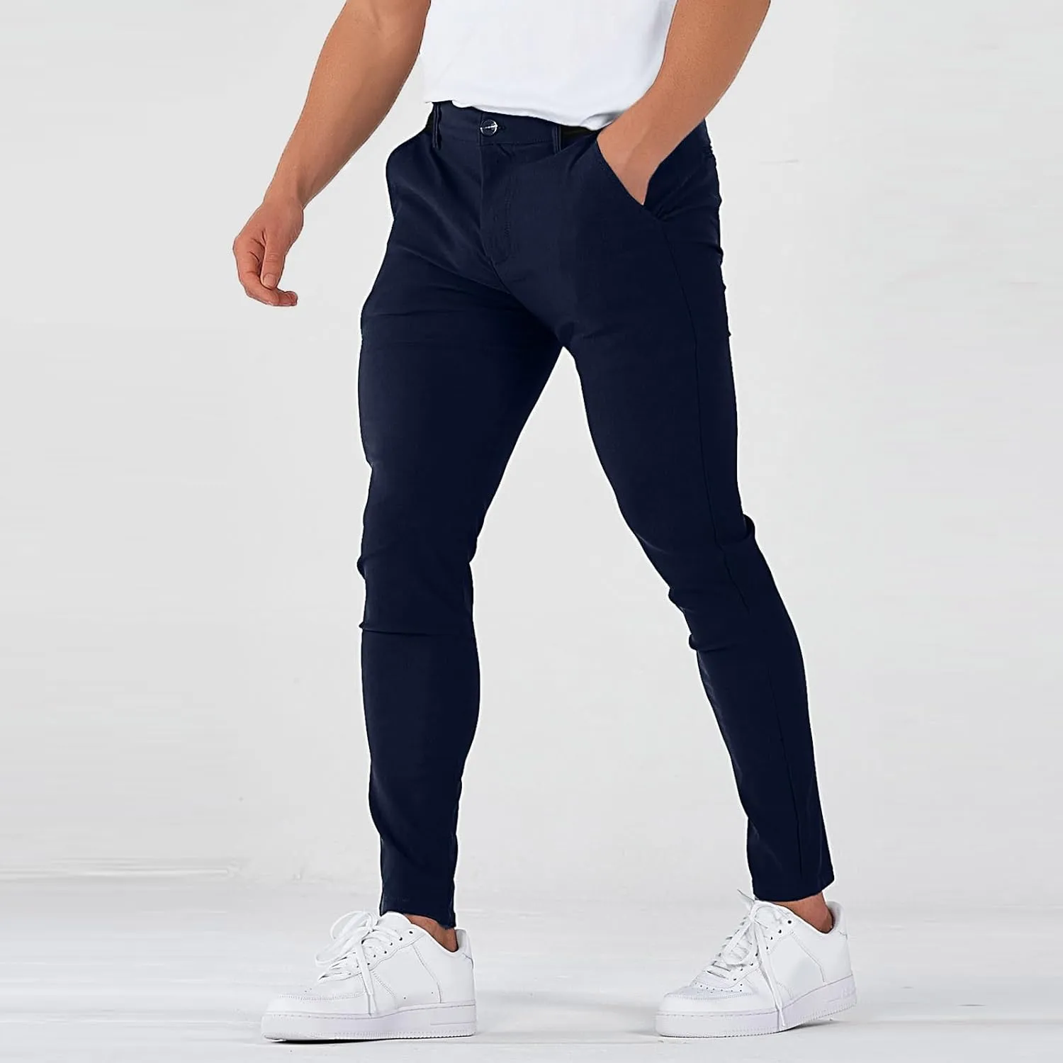 Golf Joggers Pants Men Petite Stretchy Slim Fit Dress Pants Quick Dry Elastic Waist Pull On Work Pants with Pockets