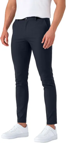 Golf Pants Men Stretch Relaxed Fit Elastic Waist Dress Pants Mencomfy Business Casual Chino Work Pants with Pockets