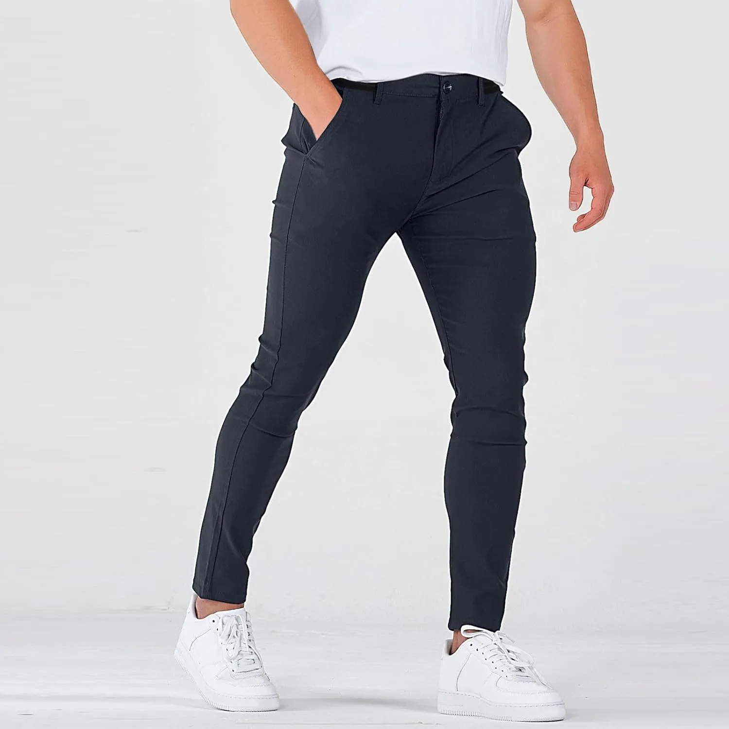 Golf Pants Men Stretch Relaxed Fit Elastic Waist Dress Pants Mencomfy Business Casual Chino Work Pants with Pockets