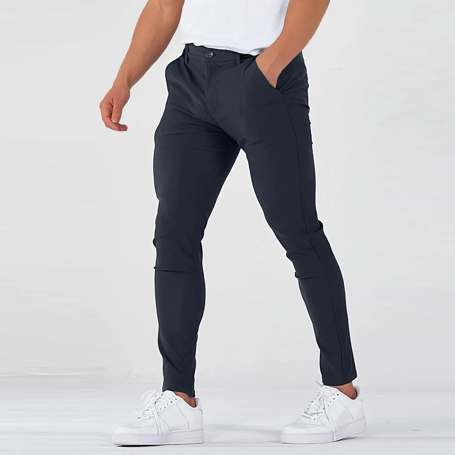 Golf Pants Men Stretch Relaxed Fit Elastic Waist Dress Pants Mencomfy Business Casual Chino Work Pants with Pockets