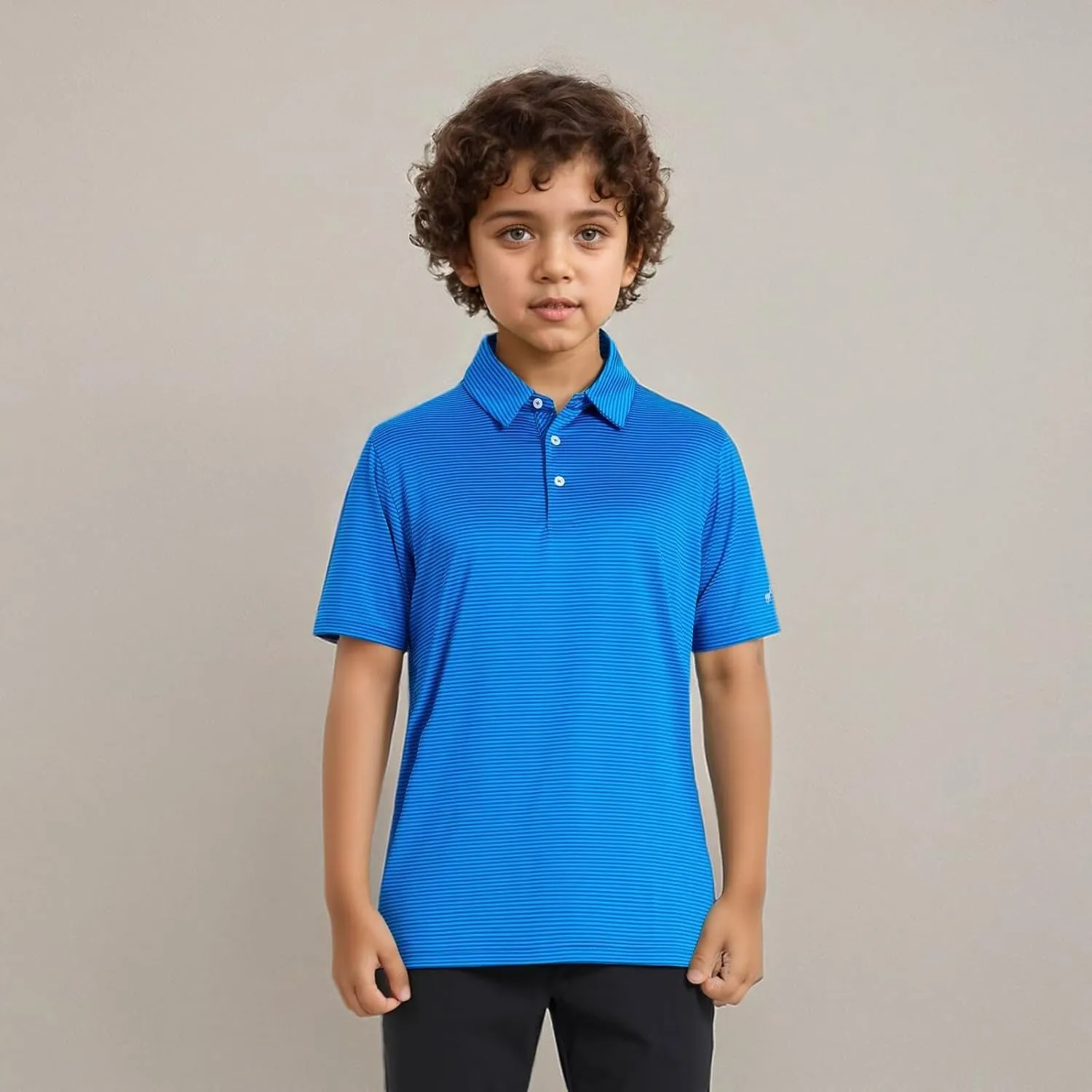 Golf Shirts for Boys Short Sleeve Moisture Wicking Dry Fit Performance Kids Youth Sport Striped Boys Polo Shirts