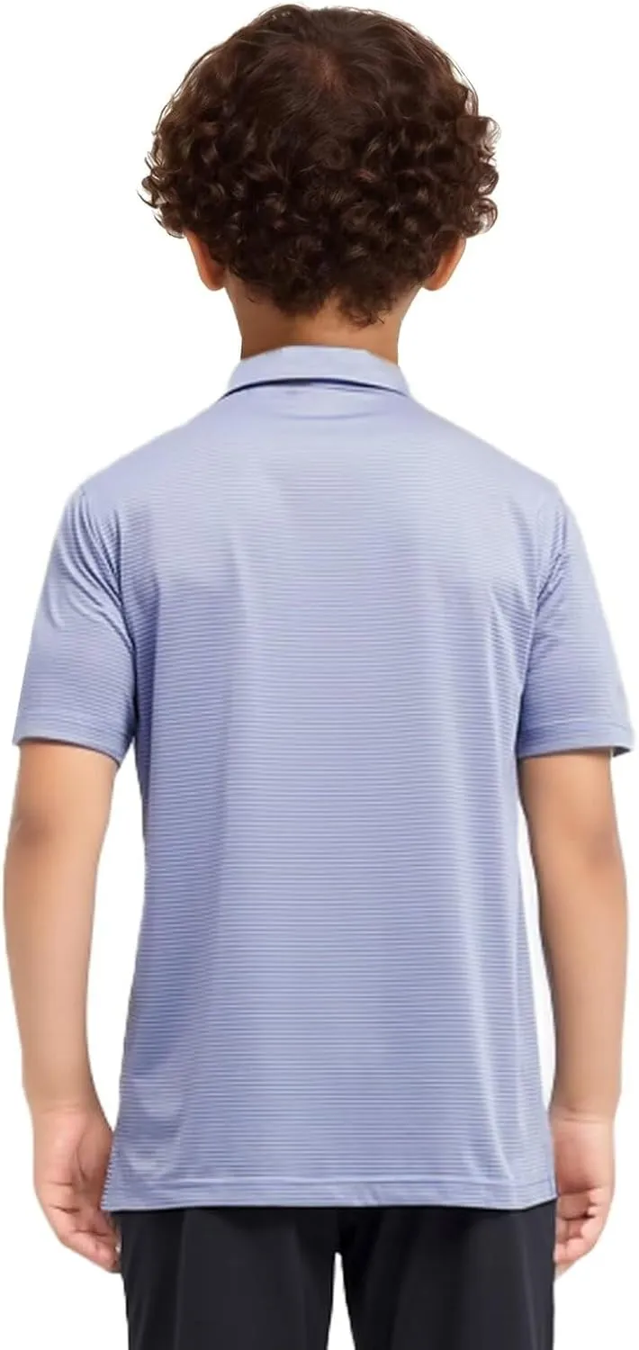 Golf Shirts for Boys Short Sleeve Moisture Wicking Dry Fit Performance Kids Youth Sport Striped Boys Polo Shirts