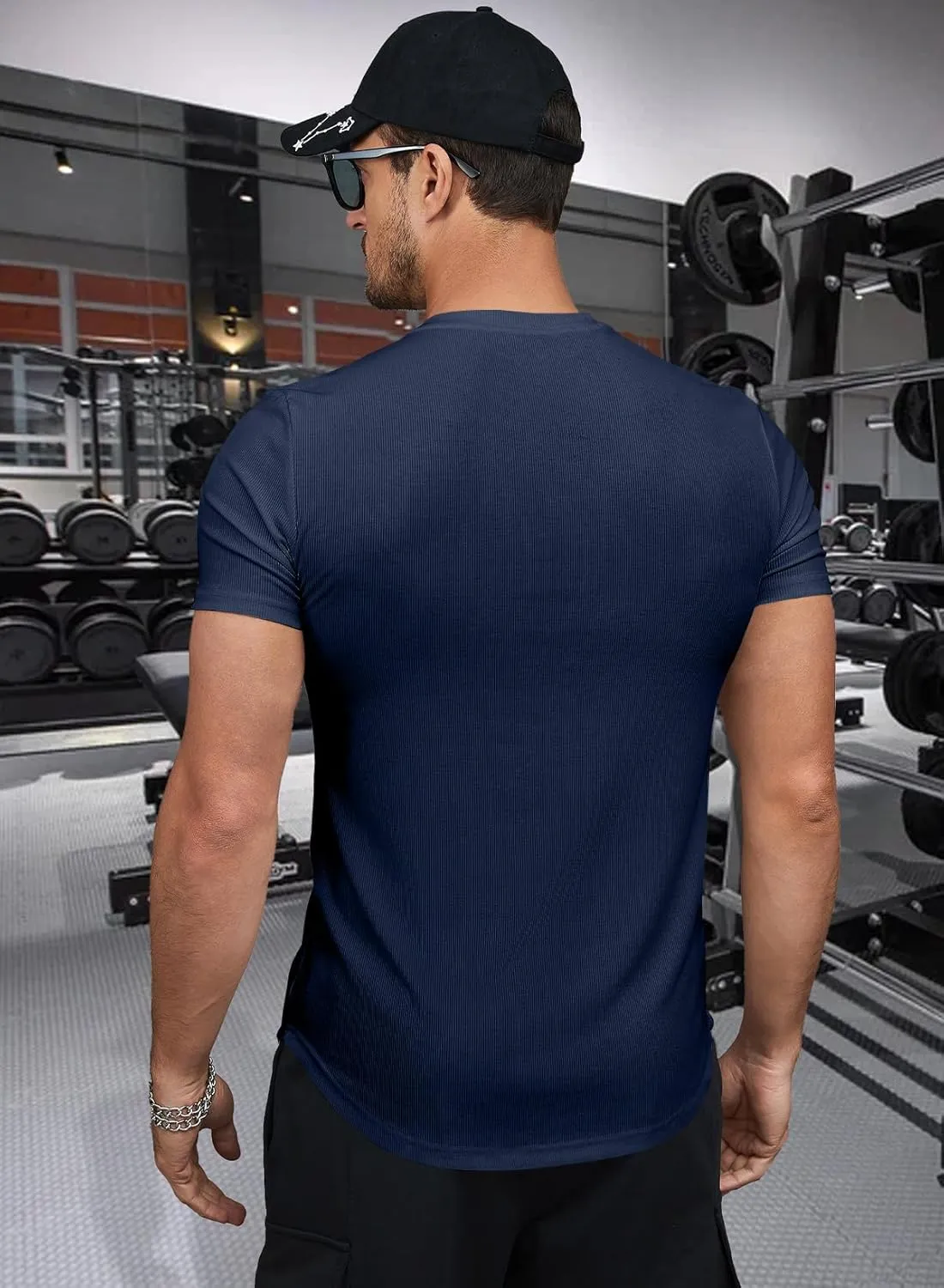 JMIERR Mens Muscle Slim T Shirt V-Neck Longline Henley Shirt Gym Workout Athletic Tee Shirts