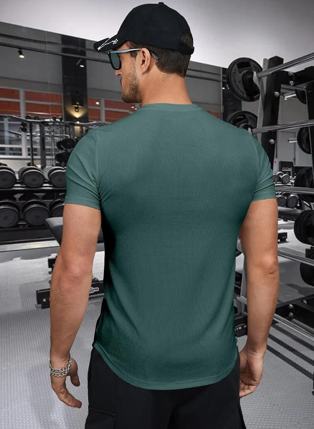 JMIERR Mens Muscle Slim T Shirt V-Neck Longline Henley Shirt Gym Workout Athletic Tee Shirts