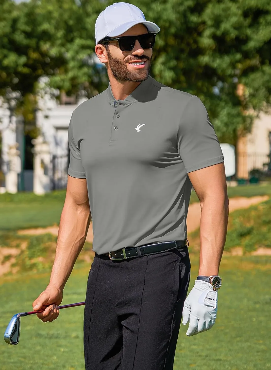 JMIERR Men's Polo Henley Shirt Moisture Wicking Quick Dry Summer Casual Short Sleeve Golf Polo T Shirts