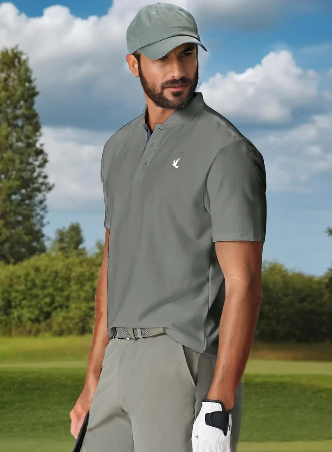 JMIERR Men's Polo Henley Shirt Moisture Wicking Quick Dry Summer Casual Short Sleeve Golf Polo T Shirts