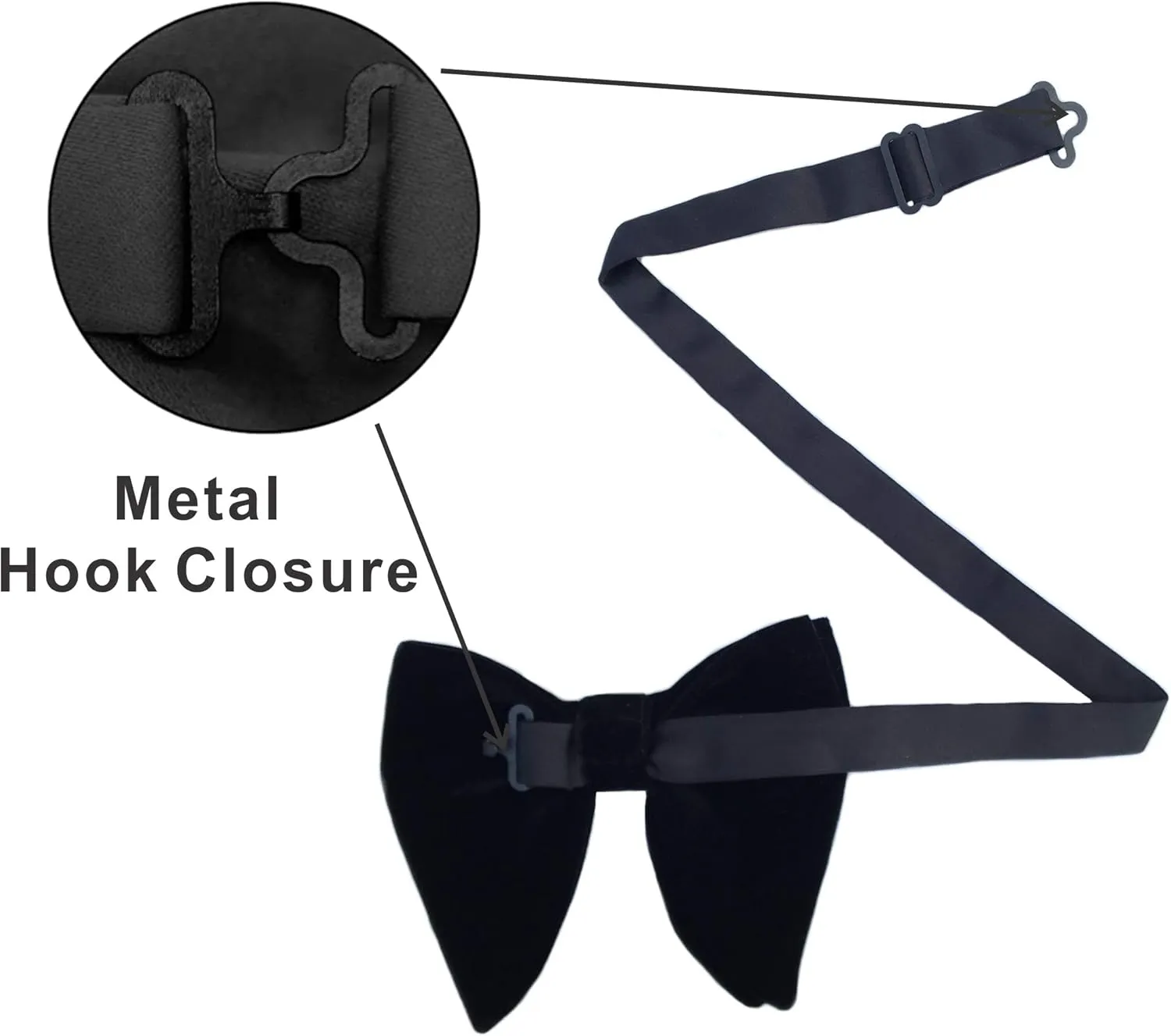 Justar Mens Pre-Tied Bow Tie Tuxedo Oversized Velvet Bowtie Cufflinks Hankie Combo Sets