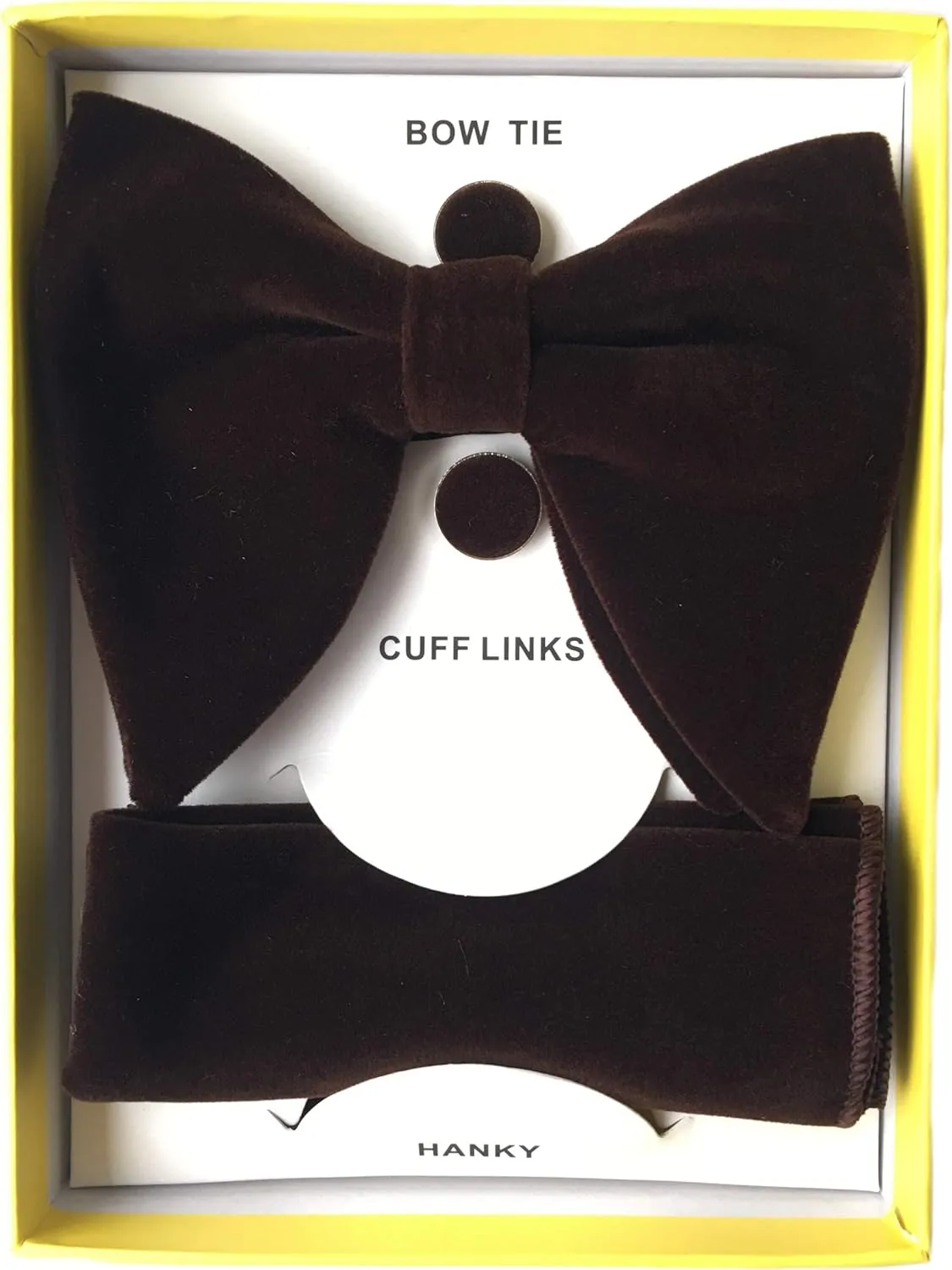 Justar Mens Pre-Tied Bow Tie Tuxedo Oversized Velvet Bowtie Cufflinks Hankie Combo Sets