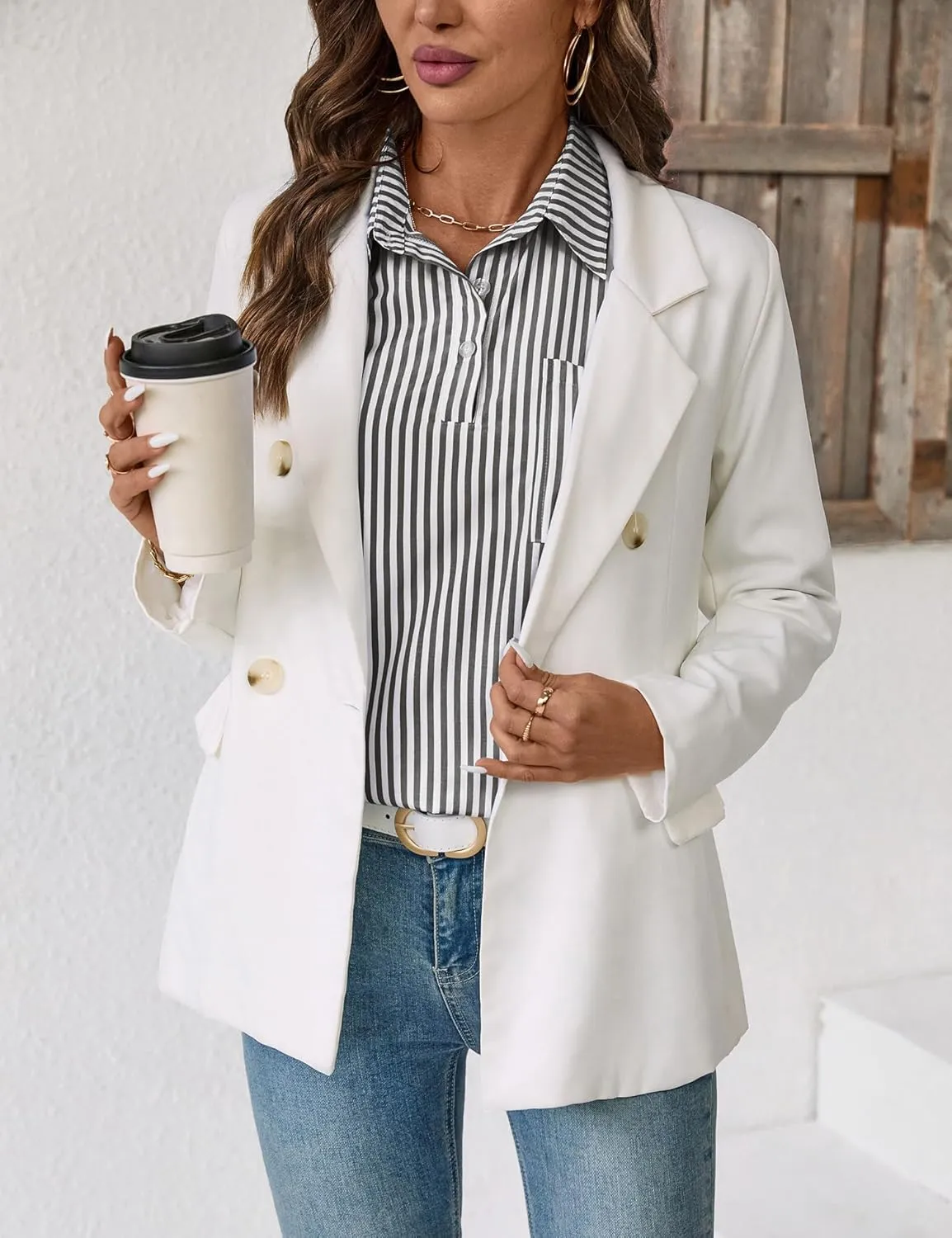 Kistore Womens Button Down Shirts 3/4 Sleeve Smocked Cuffed Business Work Tunic Top with Pocket Collared Blouses
