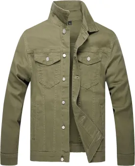 LZLER Mens Denim Jacket Stretchy Slim Fit Long Sleeve Jean Jacket for Men