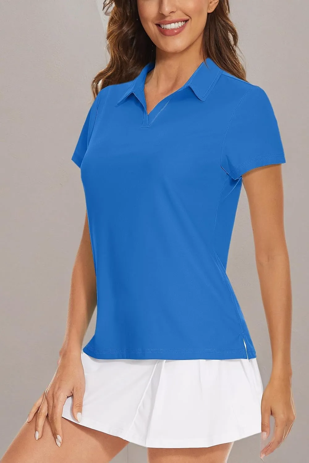MAGCOMSEN Women's Golf Shirts Short Sleeve Polo Collared Tennis Shirt V Neck Quick Dry Sun Protection UPF 50 