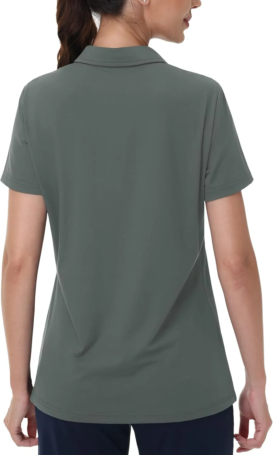 MAGCOMSEN Women's Golf Shirts Short Sleeve Polo Collared Tennis Shirt V Neck Quick Dry Sun Protection UPF 50 