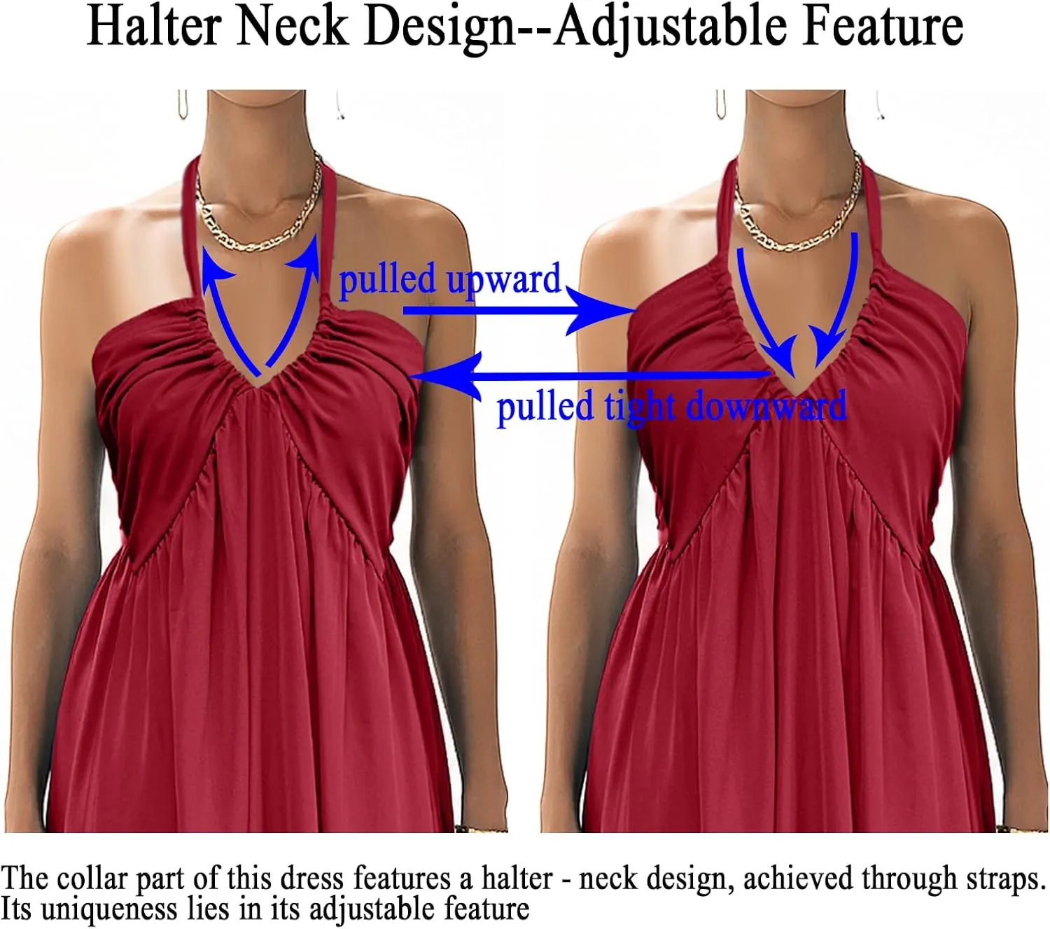 Maxi Chiffon Dresses for Women 2025 Sexy Halter V Neck Backless Smocked High Waisted A Line Beach Vacation Sundress