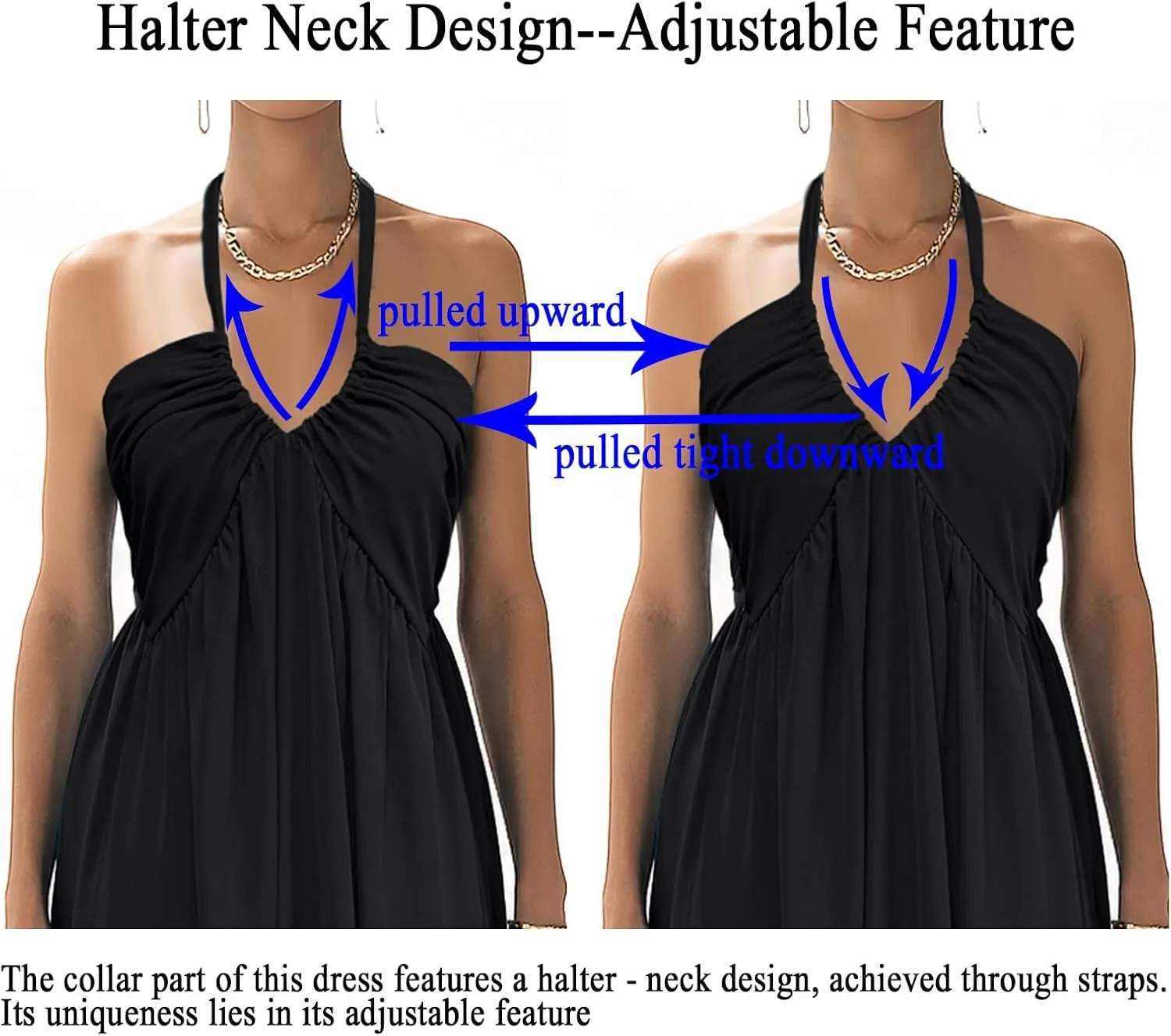 Maxi Chiffon Dresses for Women 2025 Sexy Halter V Neck Backless Smocked High Waisted A Line Beach Vacation Sundress