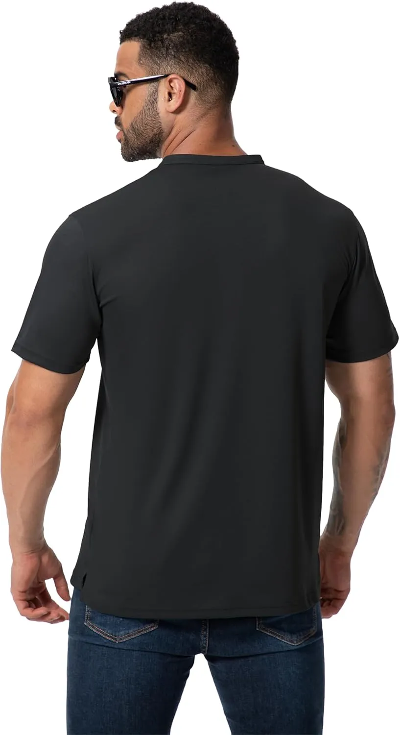 Men Henley Shirts Long Sleeve Polo Shirt Basic Tee Casual T-Shirt Button Collared Lightweight Quick Dry Top