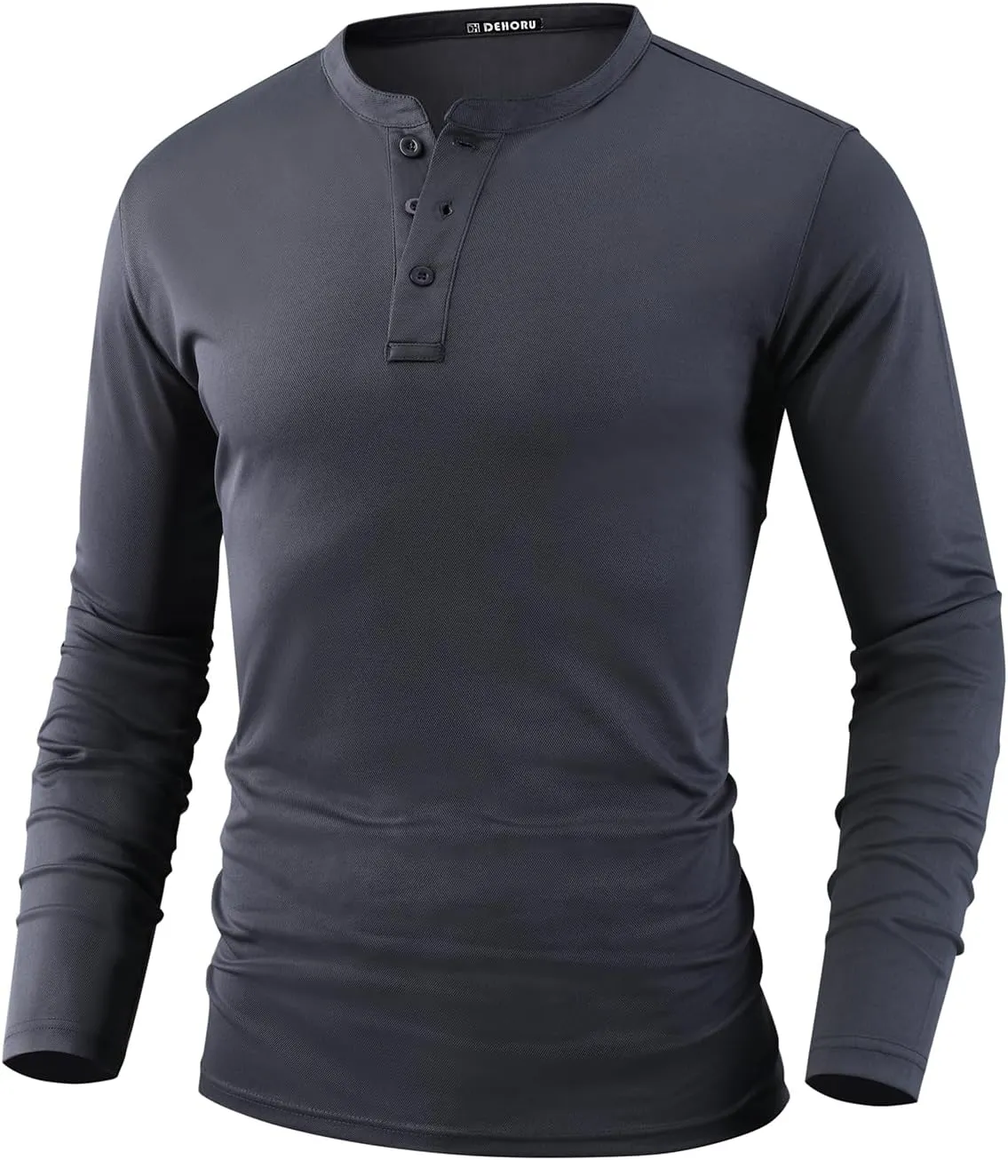Men Henley Shirts Long Sleeve Polo Shirt Basic Tee Casual T-Shirt Button Collared Lightweight Quick Dry Top