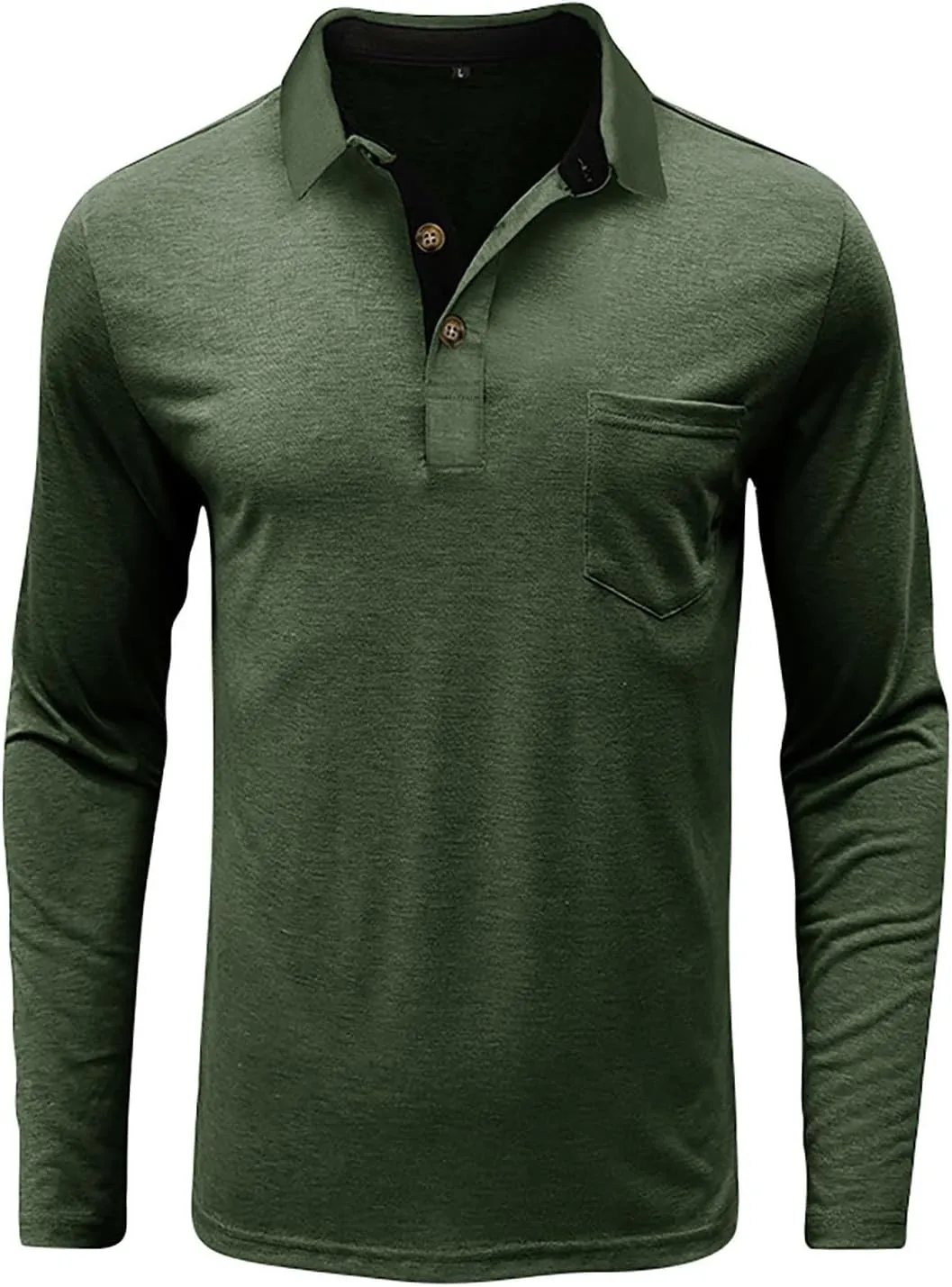 Men's 2025 Classic Fit Casual Short Sleeve Vintage Dual Tipped Collar Button Down Polo Shirt with Pocket