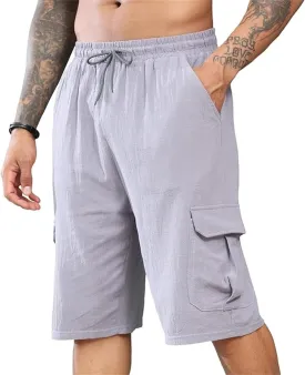 Mens Casual Cargo Shorts Drawstring Sport Golf Linen Shorts Lounge Baggy 2025 Fashion Sweatpants with Multic Pockets