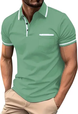 Men's Casual Polo Shirts 2025 Solid/Colo Short Sleeve Fashion Shirt Classic Striped Slim Fit Golf Tennis Tops