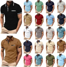 Men's Casual Polo Shirts 2025 Solid/Colo Short Sleeve Fashion Shirt Classic Striped Slim Fit Golf Tennis Tops